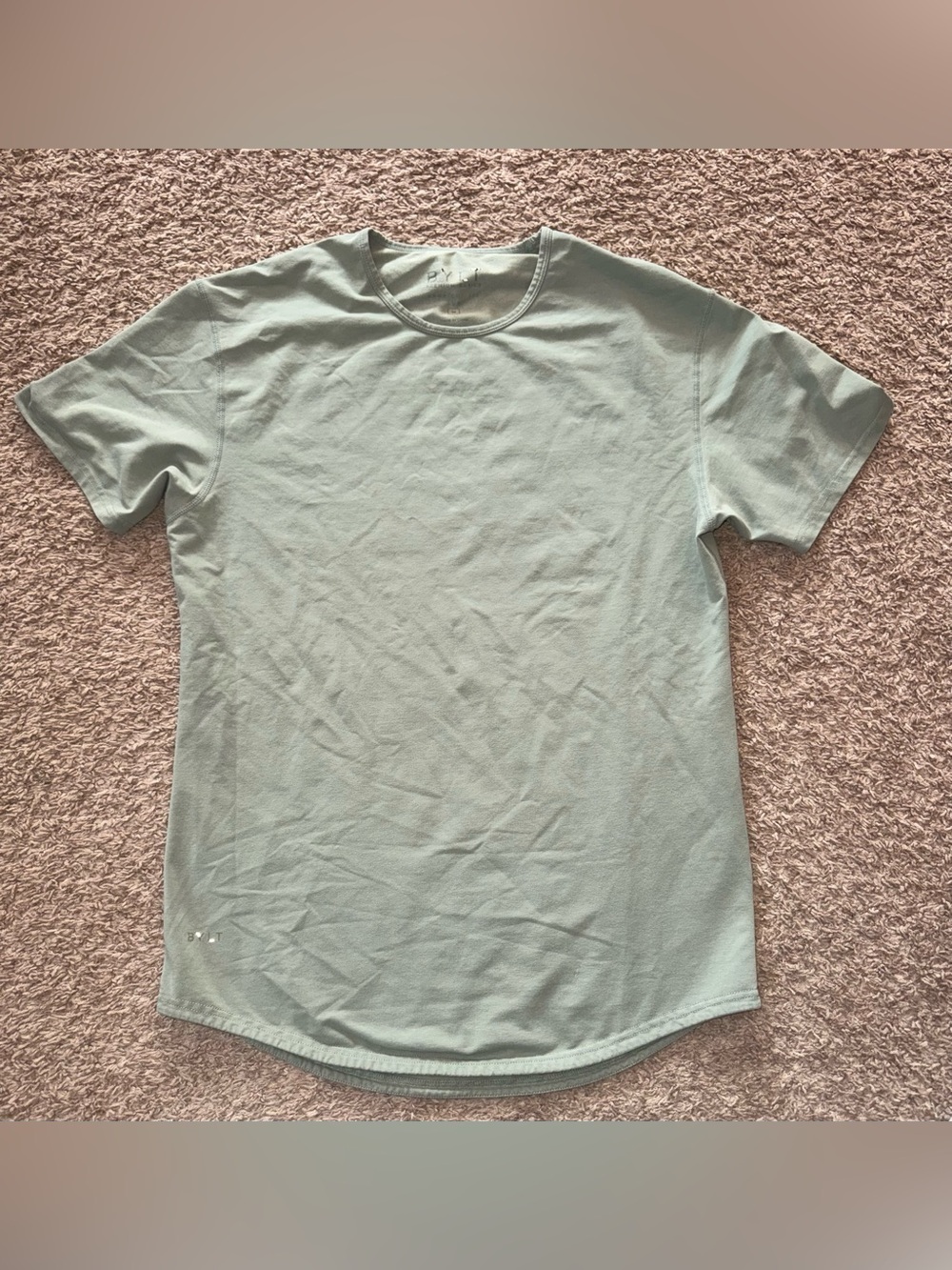 BYLT Basics Drop-Cut Lux Shirt Mens Medium Sage Green Short Sleeve